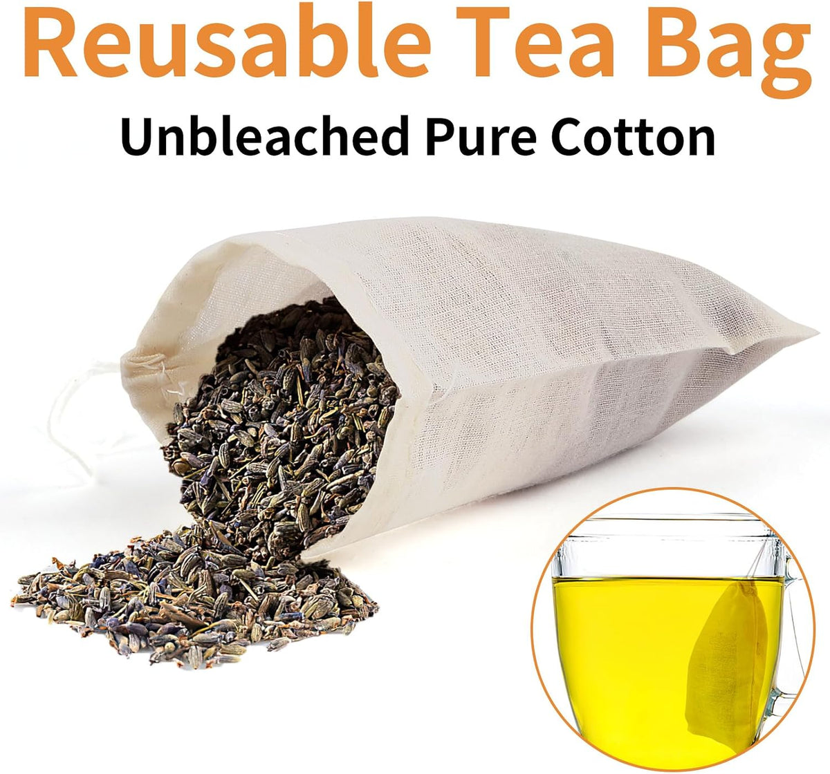 60 Pcs Spice Bags for Cooking, Muslin Reusable Tea Bag Drawstring Sachet