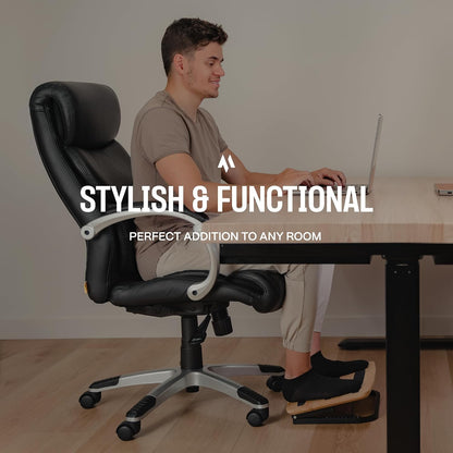 Adjustable Under Desk Foot Stool - Ergonomic Foot Rest with 7 Angles - Walnut