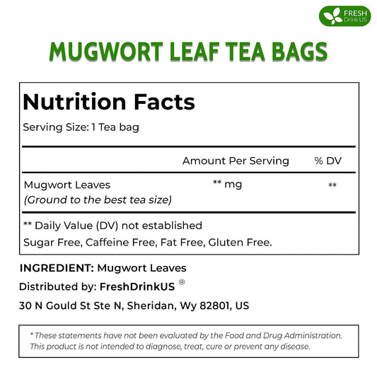 FreshDrinkUS, Premium Mugwort Leaf Tea, 45 Count, Pure, Caffeine Free