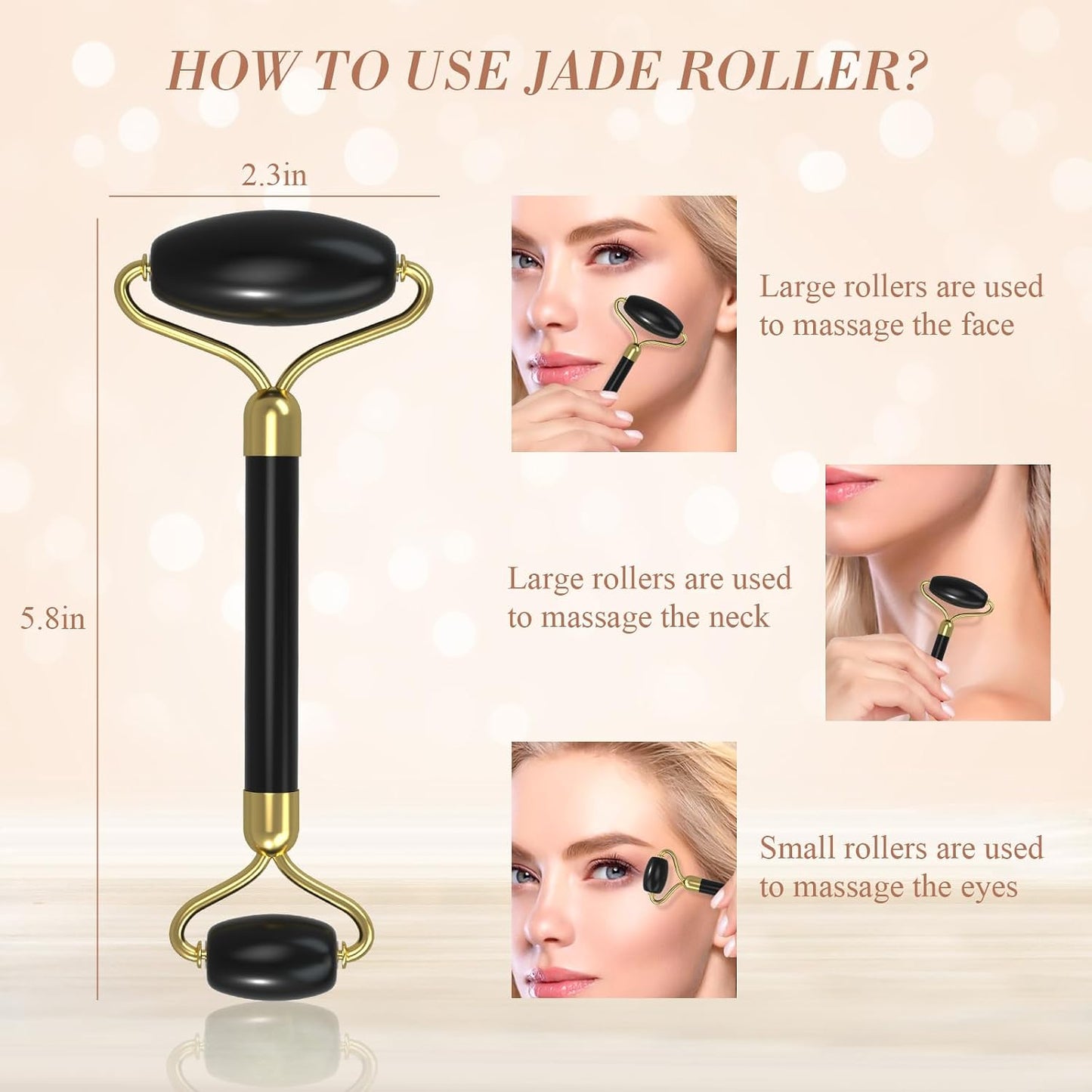 Natural Gua Sha & Jade Roller Set, Gua Sha Tool for Face & Body, Anti-Swelling Skin Tightening Home SPA Tool, Muscle Relief Safe Polished Jade, Self-Care Gift Set for Home Travel