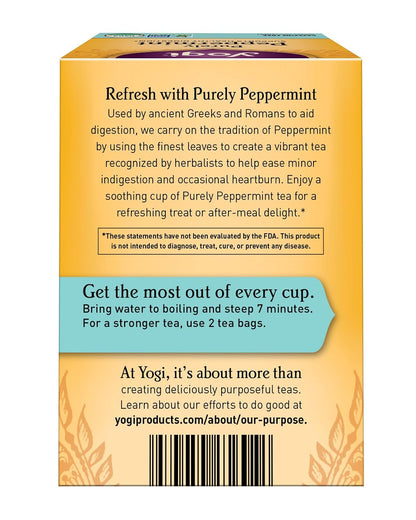 Yogi Purely Peppermint Tea 16BAGS NET WT 0.85OZ (24G)