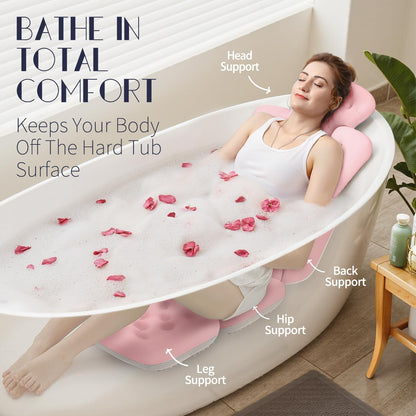 Full Body Bath Pillow for Bathtub, Thick Bathtub Cushion, Luxury Tub Pillow for Bath for Headrest Neck and Back Support White 51" x 16"