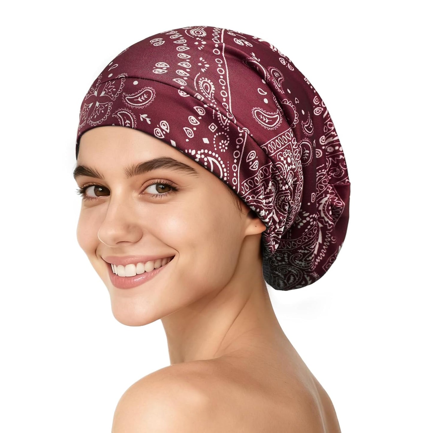 YFONG Mulberry Silk Hair Bonnet for Sleeping Women Men, Real Silk Lining, Not Satin, Stay On All Night Sleep Bonnet with Adjustable Strap for Curly Short Long Fine Hair, Black