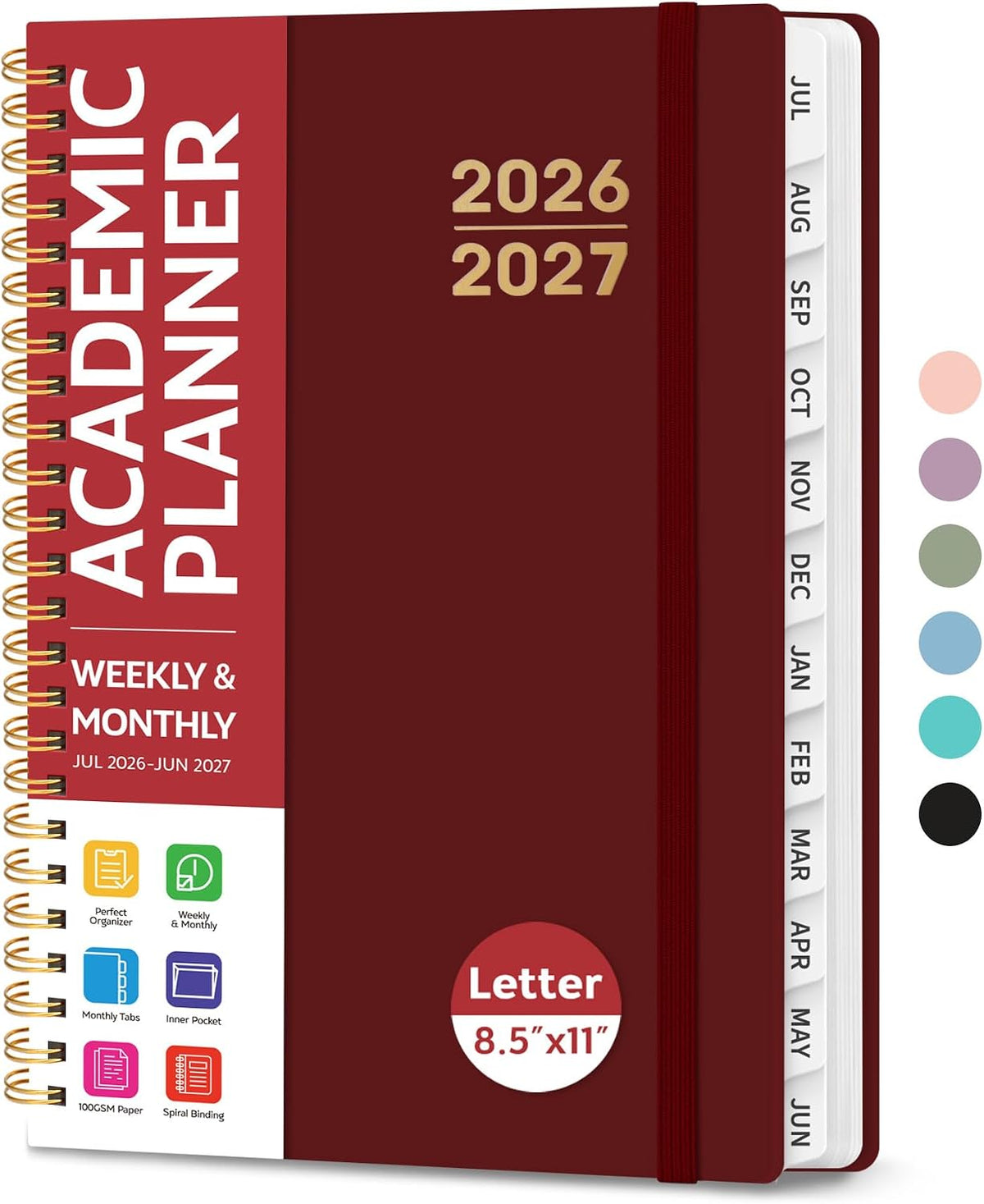 Taja Planner 2026-2027, Jul 2026-Jun 2027 Monthly & Weekly Calendar Book - Colors B