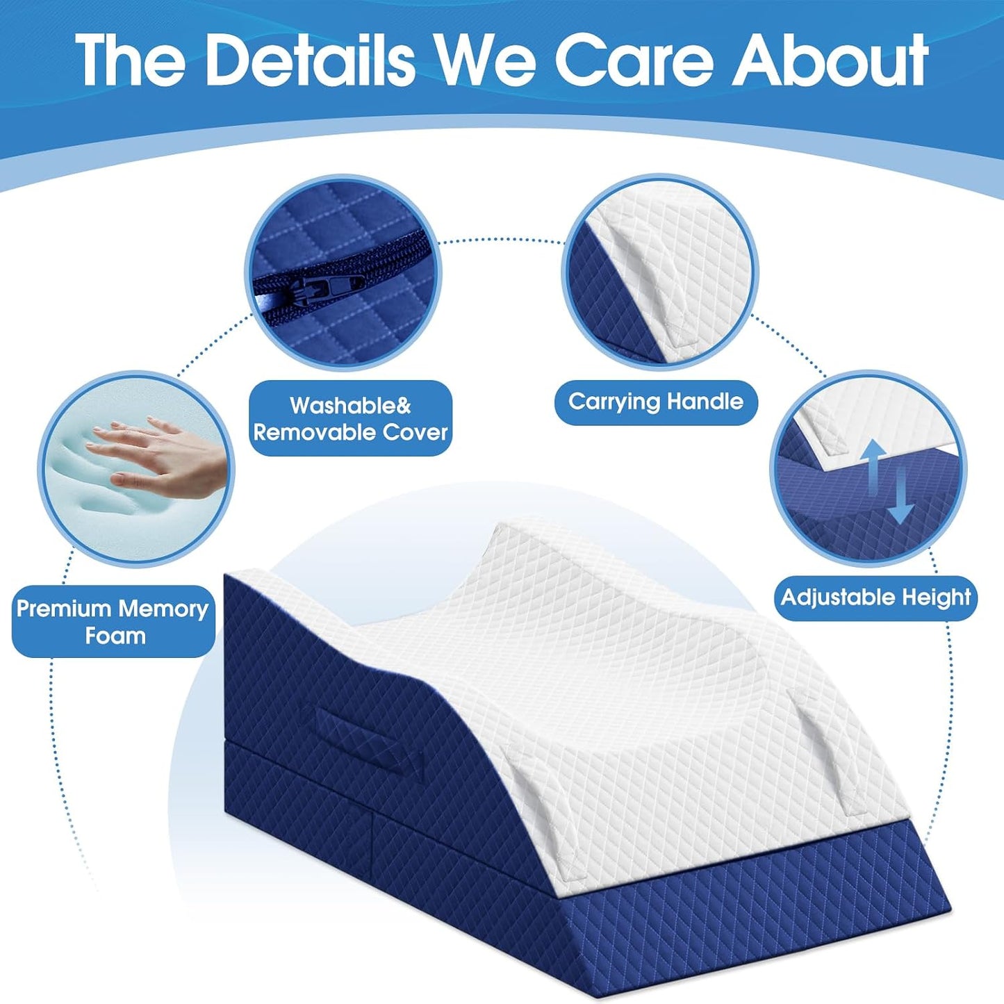 TranquilRelax Leg Elevation Pillows for After Surgery, Wedge Pillow, Grey