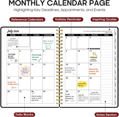 Planner 2026-2027, 8.5" x 11" Weekly and Monthly Academic Year Planner Calendar, July 2026 - June 2027, Hardcover Large School Planning Agenda With Tabs, Perfect for School & Office Supplies, A4, Green