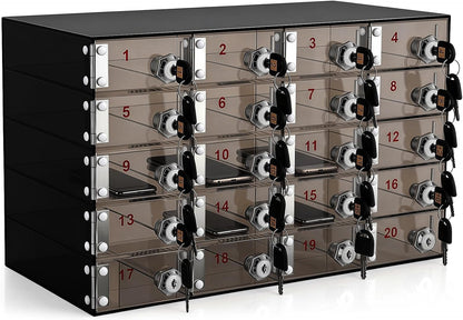 Layhit 20 Slots Cell Phone Locker Box for Classroom, Back to School, Clear