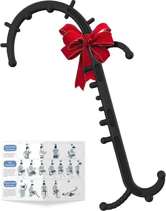 Back and Neck Massager for Pain Relief Deep Tissue, Upgraded Full Body Trigger Point Cane Massage Tools, Therapy Massage Stick Pressure Point Hook, Muscle Knot Remover Tool (Black)