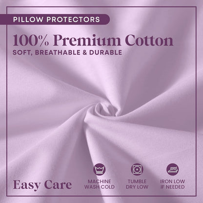 CirclesHome Pillow Protectors 4 Pack Standard Zippered - 100% Cotton Breathable Pillowcases - Protects Pillows from Dirt, Dust and Debri (Standard - Set of 4 - 20x26)