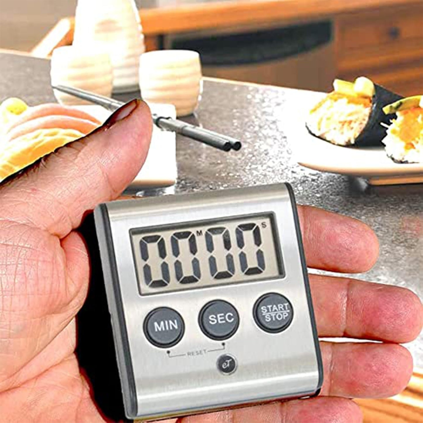 Elegant Digital Kitchen Timer, Stainless Steel Model eT-23, Super Strong Magnetic Back, Loud Alarm, Large Display, Auto Memory, Auto Shut-Off by eTradewinds