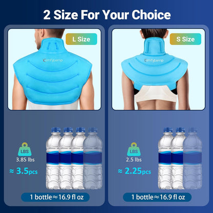Comfytemp Large Ice Pack for Neck Shoulders Upper Back Pain Relief with Straps, Reusable Gel Ice Wrap Hot Cold Compress Therapy Recovery for Upper Back, Cervical Injuries, Rotator Cuff (Large, Blue)