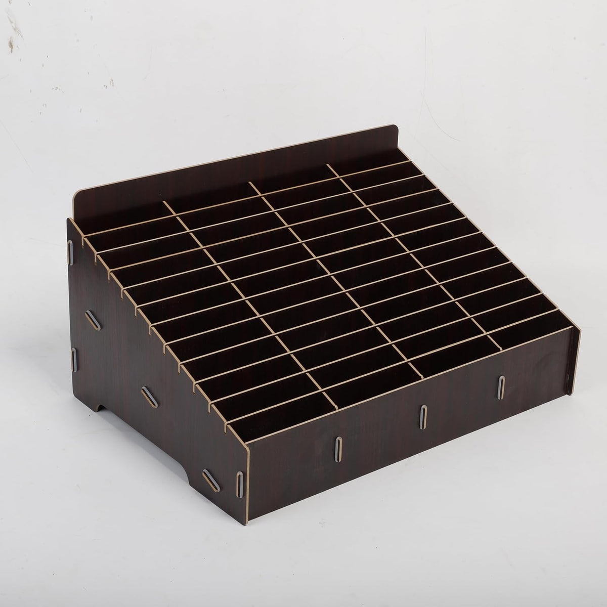 Wooden Display Cell Phone Rack, Phone Storage Rack Brown 12 Slot