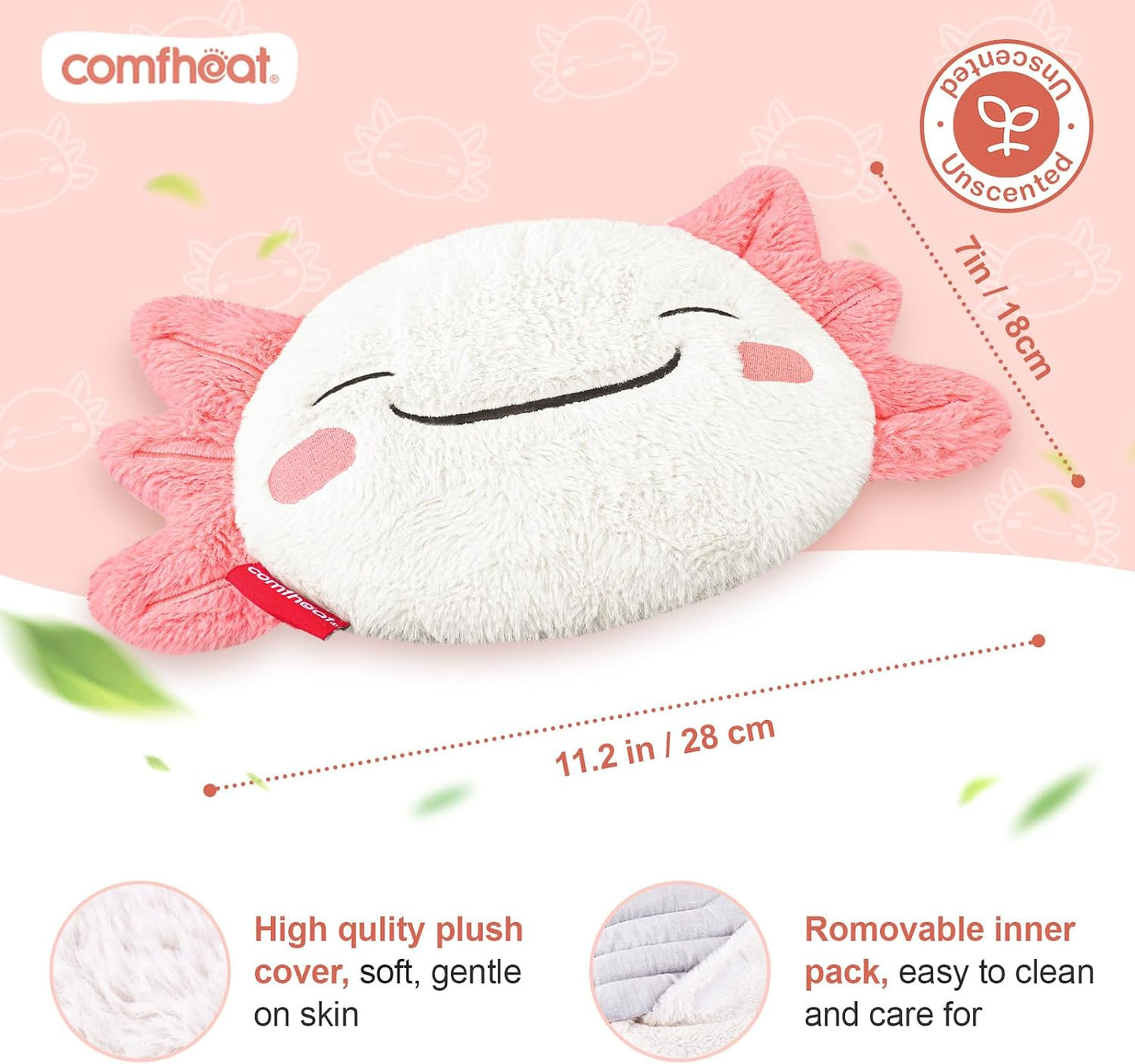 Microwave Unscented Heating Pad for Pain Relief, Moist Heat Pack Hot Compress for Period Cramps, Shoulder, Muscles, Cute Cloud Plush Heating Pad, Gift for Girl Women, with Washable Cover