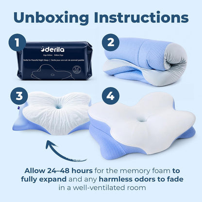 Derila Ergo Cervical Neck Pillow for Sleeping Pillow Contour Memory Foam Pillows for Back, Side Sleeper Pillows 21.25 x 14.17 x 4.72 inches