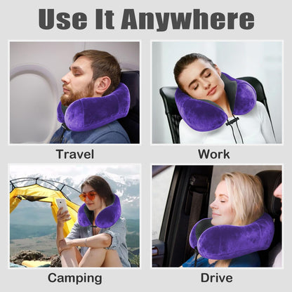 Travel Pillow, Memory Foam Neck Pillow for Traveling, U Shape Neck Pillow Airplane Portable Flight Pillow Travel Kit with 5D Contoured Eye Masks and Earplug for Plane Train Car Home Office