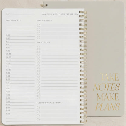 Beautiful Daily Planner And Notebook With Hourly Schedule - Aesthetic Spiral To do List Notepad to Easily Organize Your Work Tasks And Appointments - The Perfect Office Supplies For Women