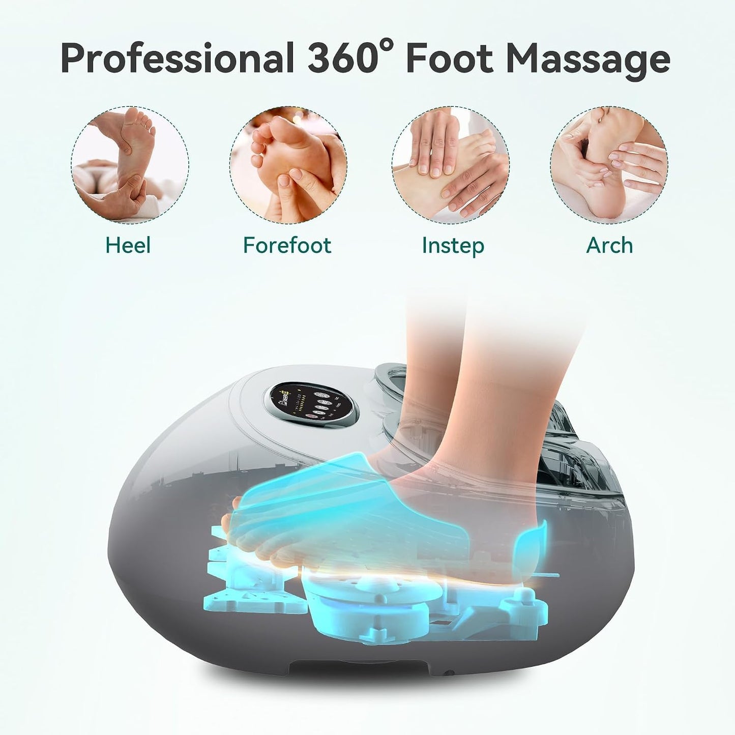 Snailax Shiatsu Foot Massager with Heat, FSA Eligible, Kneading, Compression, Vibration, Feet Massage Machine for Plantar Fasciitis, Neuropathy, Foot Warmer, Gifts for Women Men,Size 13