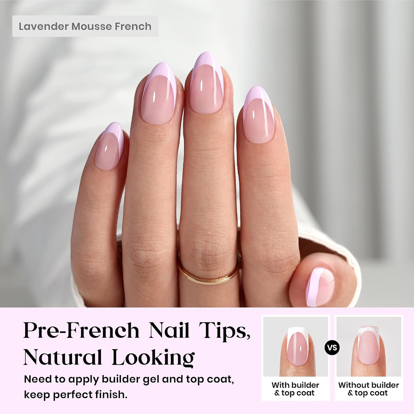 Beetles Press On Nail Kit-Short Square French Tip Press On Nails, 150Pcs Pink French Nail Tips with Nail Glue & Remover Builder Top Coat Nail Lamp, All-in-One DIY Fake Nails Gift for Women
