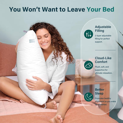 Nuzzle Cooling Adjustable Pillow for Side Sleepers,Queen Size Bed Pillow 4 Pack – Hotel Luxury Neck Support, Height Adjust Soft Sleeping Pillow for Back, Stomach or Side Sleepers-Home Gift
