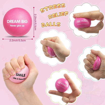 Liliful 100 Pcs Motivational Stress Balls Bulk Inspirational Squeeze Balls for Adults Anxiety Relief Fidget Toys Office Employee Gifts Classroom Rewards 2.2 Inch (Bright Colors)