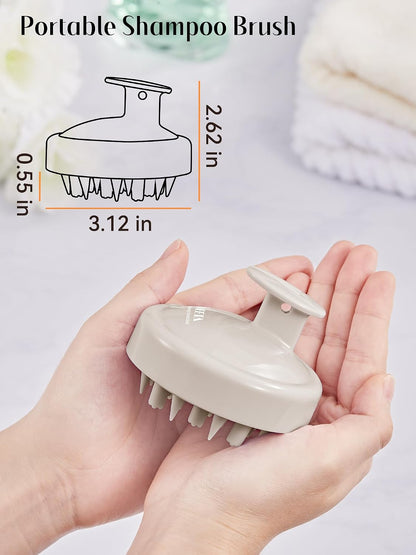 HEETA Hair Scalp Massager for Hair Growth, Shampoo Brush, Scalp Scrubber Exfoliator with Soft Silicone Bristles for Dandruff Removal to Relieve Stress, Wet Dry Use Updated Material, Beige