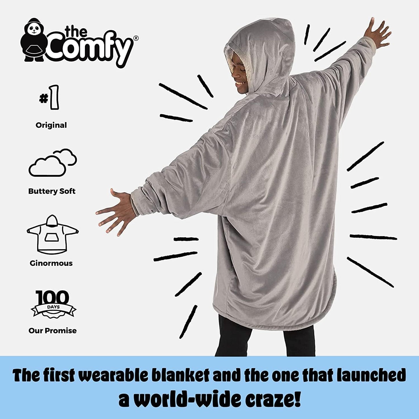 THE COMFY Original | From Shark Tank | Patented | Oversized Sherpa Wearable Blanket Hoodie| Gift for Women & Men | One Size