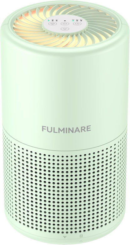 FULMINARE Air Purifiers for Home Bedroom H13 HEPA Air Purifier, 3 Speeds, Timer, 24dB, Small Mini Air Purifier with Night Light, Sage Green