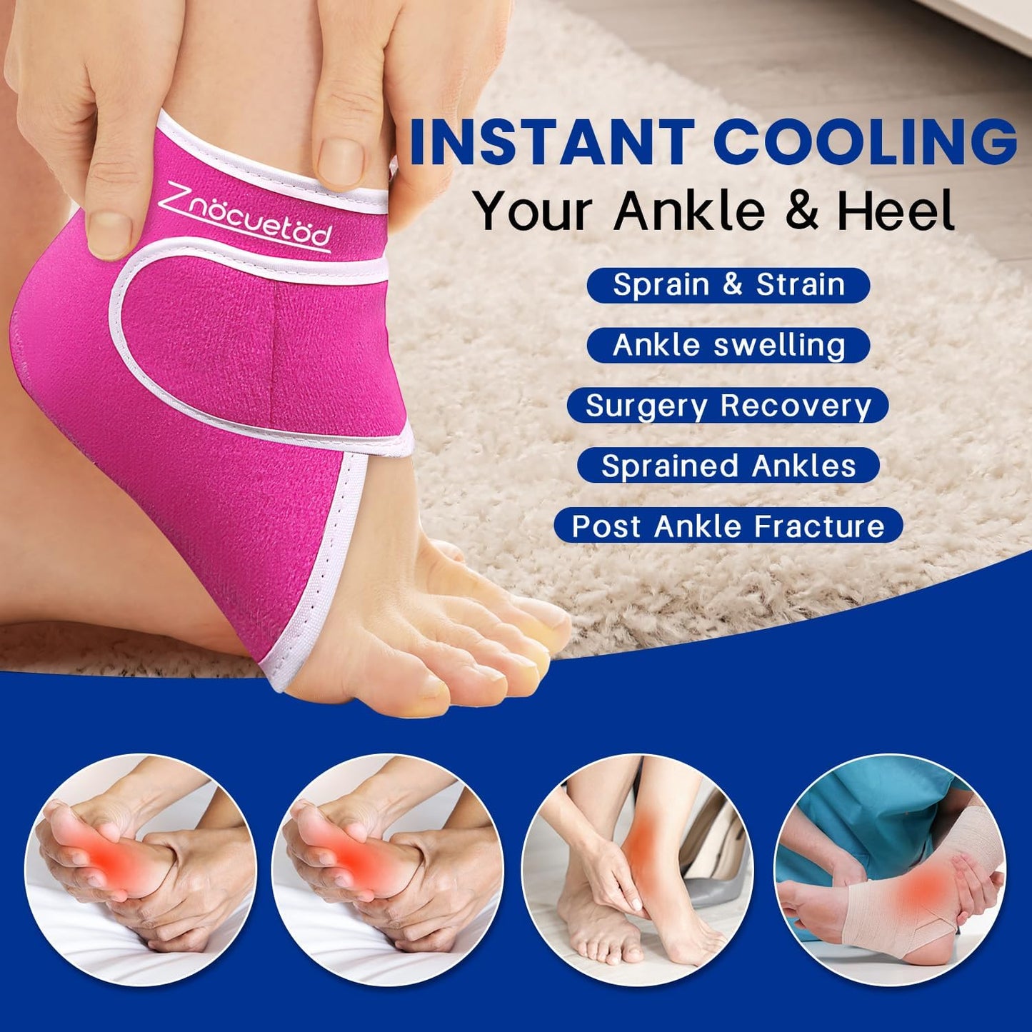 Ankle Ice Pack Wrap Reusable Gel Cold Compression for Foot Discomfort