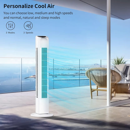 Uthfy Oscillating Tower Fan for Bedroom, Portable Standing Fan with Remote, 3 Modes 3 Speeds, 7.5H Timer, 120° Quiet Cooling for Living room, Office, Black