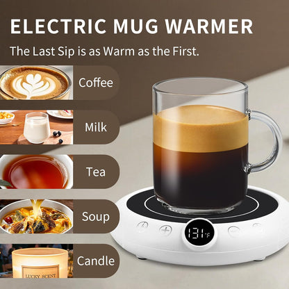 Coffee Mug Warmer, Valentines Day Gifts for Her Wife Girlfriend Daughter Him, Electric Cup Warmer for Desk, Candle Warmer Plate 8-Temp Setting & 1-12H Timer, Birthday Gifts for Women Men