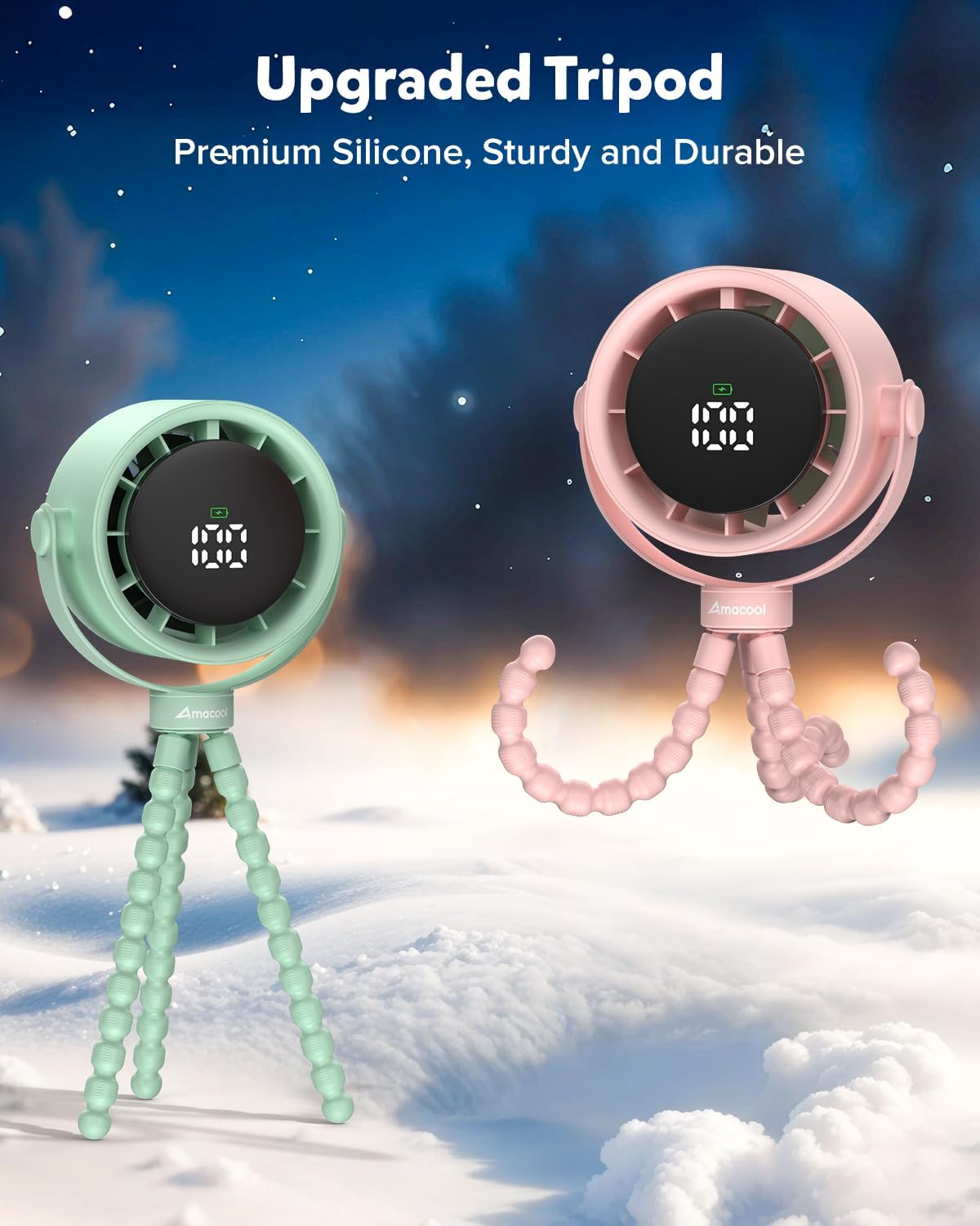 AMACOOL Baby Stroller Fan, Rechargeable Portable Clip on Fan, 17H Cooling