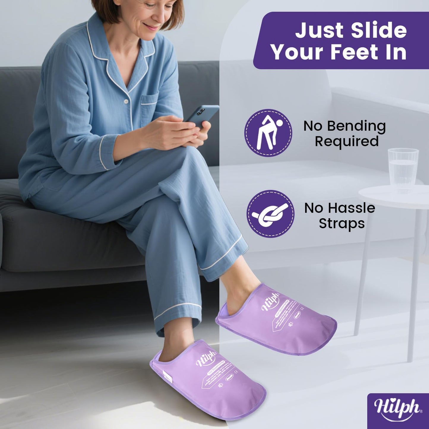 Hilph Foot Ice Pack Slippers,1 Pair Ice Pack for Foot and Toes for Plantar Fasciitis, Gout, Bunions & Neuropathy Relief, HSA or FSA Eligible Hot Cold Therapy Gel Slippers for Surgery Recovery, Blue