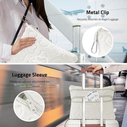 Travel Blanket Pillow,Airplane Blanket Compact with Bag Eye Mask, Ultra-Soft,Warm & Lightweight Included,Travel Essentials for Women & Men, Luggage Sleeve & Backpack Clip 65x40 in, Grey