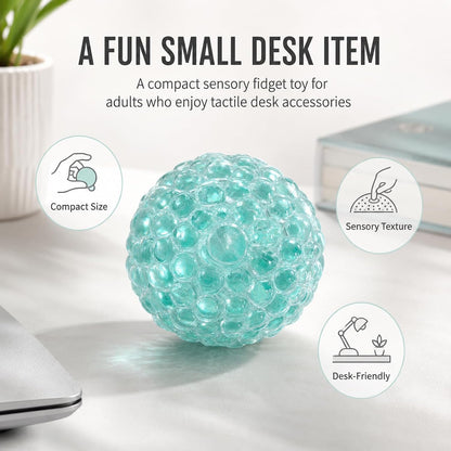 Handmade Stress Relief Balls for Adults, Soft Squeeze Fidget Toy with Rustling Sound, Portable Sensory Desk Toy for Office and Home (1 Blue)