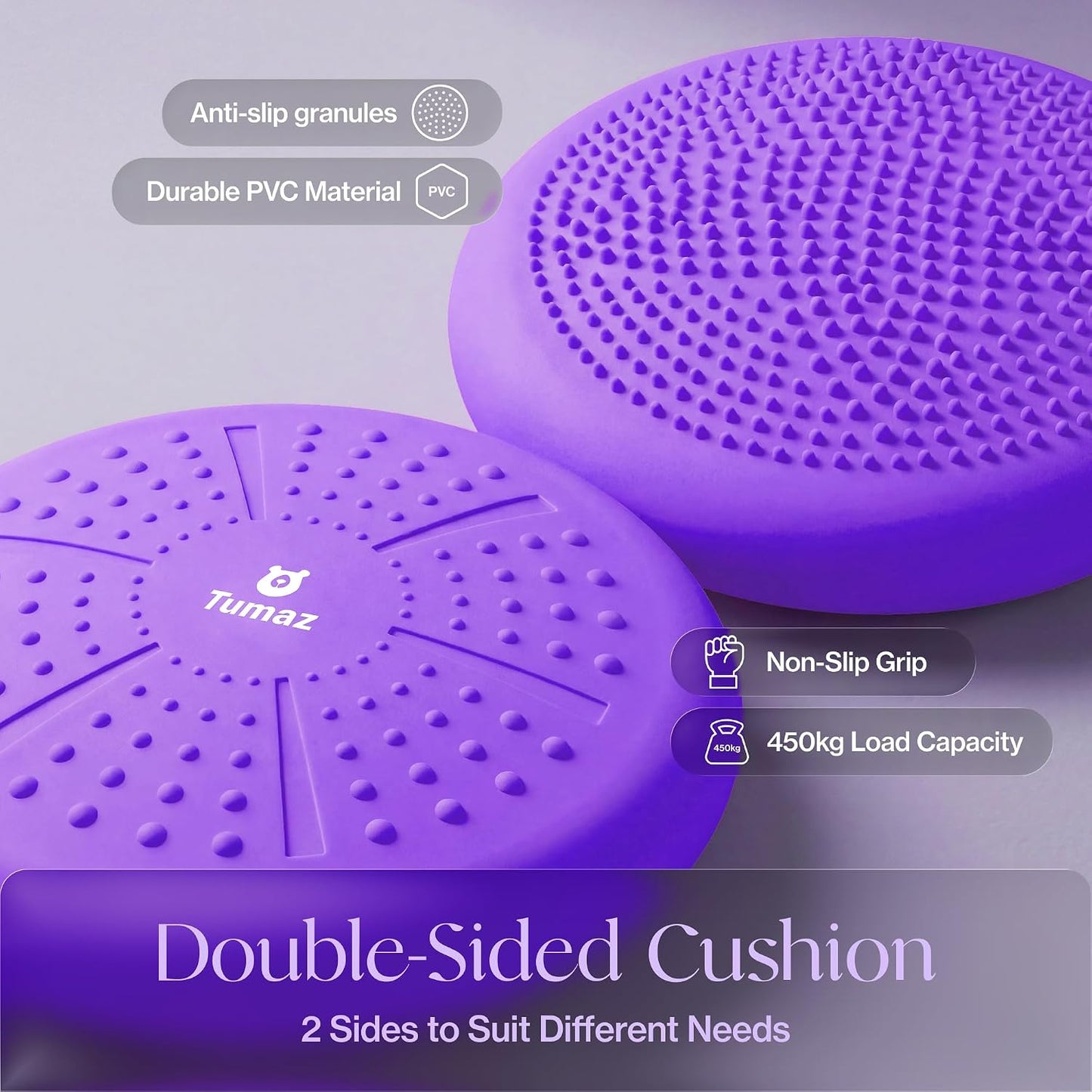 Tumaz Wobble Cushion - Wiggle Seat to Improve Sitting Posture & Stay Focused for Sensory Kids, Balance Disc to Core Strength & Flexible Seating [Extra Thick Balance Board, Pump Included Wobble Board]