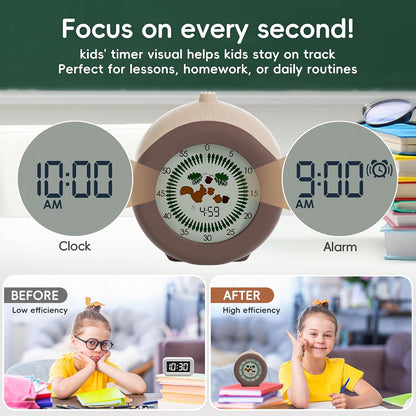 Tomato Visual Timer for Kids, 299 Minute Cute Pomodoro Countdown Timer, Kitchen Cooking Helper Timer with Pause Function, Clock and Alarm, Digital Timer for Classroom, Office and Meetings