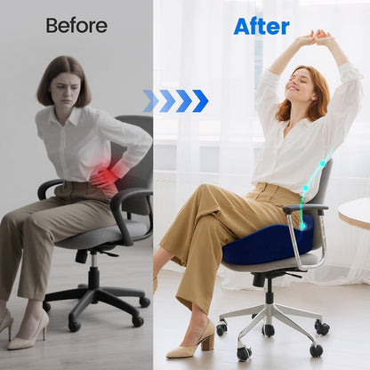 Seat Cushion, Memory Foam Chair Cushions for Tailbone/Sciatica Easing, Chair Pillow with Handles for Car, Office Chair Cushion with Non-Slip Design, Ideal for Post-Surgery Recovery(Black)