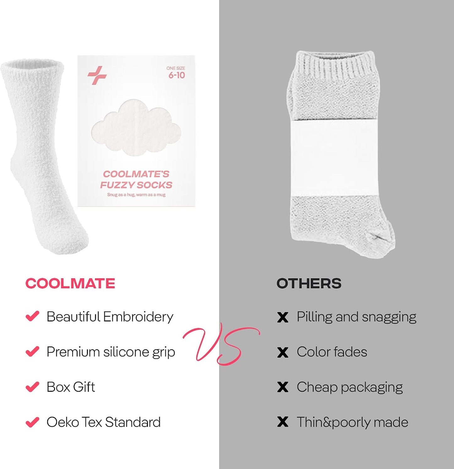 COOLMATE Fuzzy Socks for Women Gift Box – Cozy Soft Cloud Socks for Spa Home, Mother’s Day Gifts for Mom Grandma
