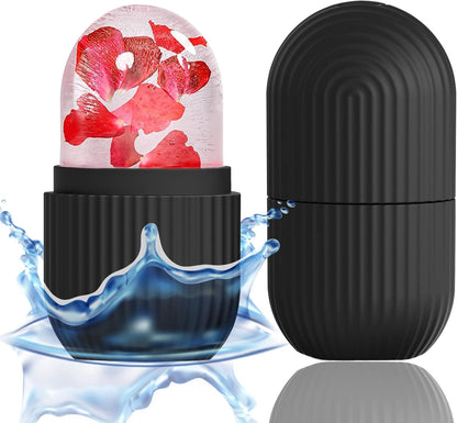 XHJRI Ice Cube Roller Massager for Face, Eyes and Neck Naturally Conditioning and Skin Care,De-Puff Eye Bags,Reduce Migraine Pain,Reusable Massage Silicone Ice Mold (Pink)