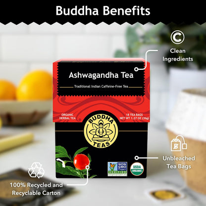 Buddha Teas Organic Ashwagandha Tea - Herbal Tea, Caffeine Free