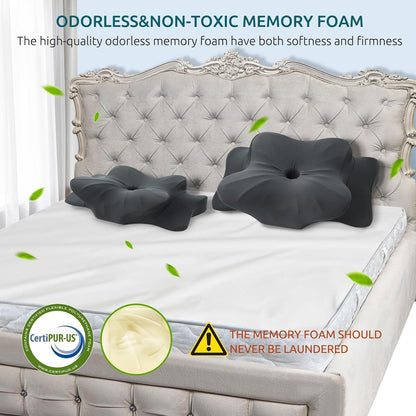 DONAMA Cervical Pillow for Neck and Shoulder,Contour Memory Foam Pillow,Ergonomic Neck Support Pillow for Side Back Stomach Sleepers with Pillowcase