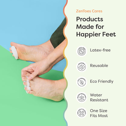ZenToes Hammer Toe Corrector for Women & Men | Triple Loop Gel Toe Spacers & Separators | Realign Bent, Crooked, Curled, Claw, Hammertoes | Firm Support for Straightening | 4 Pack, Clear