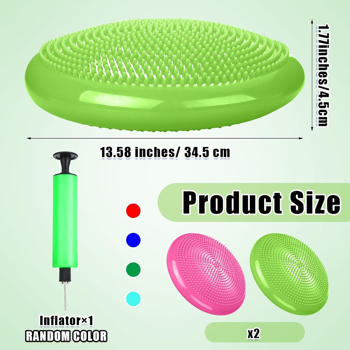 Silipull 2 Pcs Wiggle Seat Inflated Wobble Cushion Flexible Balance Disc with Air Pump for Core Stability Strengthening Improving Posture Physical Exercise