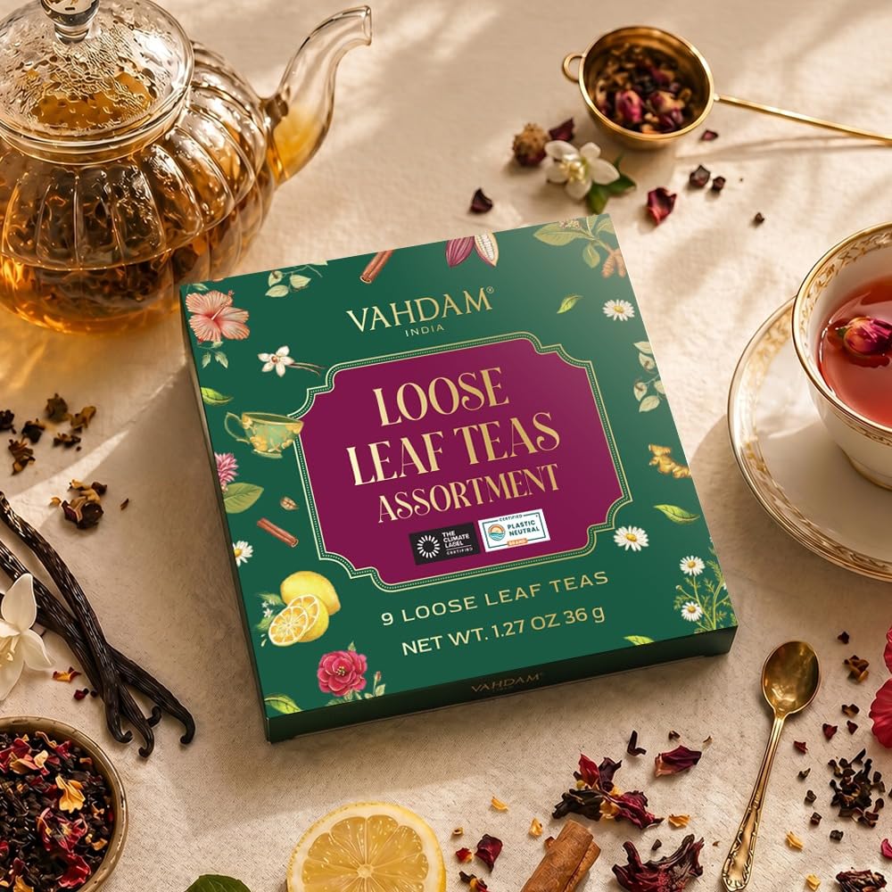 VAHDAM, Assorted Black Tea Loose Leaf Tea Gift Set (10 Flavors) Gift Ideas for Women & Men | Directly Sourced From Assam and Darjeeling | Resealable Ziplock Pouch