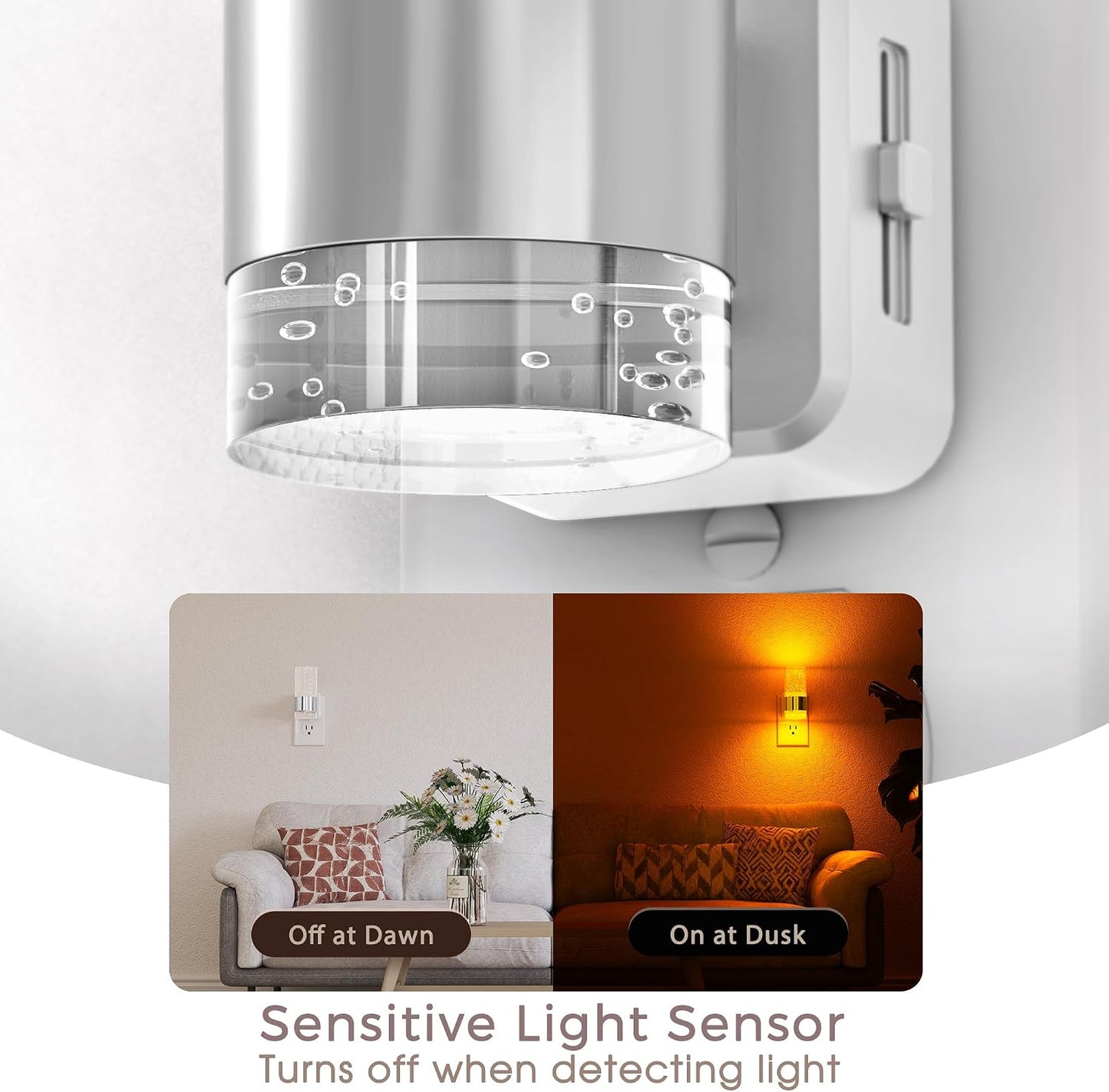 Briignite Night Lights Plug into Wall, Modern LED Night Light Plug in, Dusk to Dawn Sensor,Amber Night Light 0-100LM Adjustable Brightness, Dimmable NightLight for Hallway, Bedroom, Stairway, 2 Pack