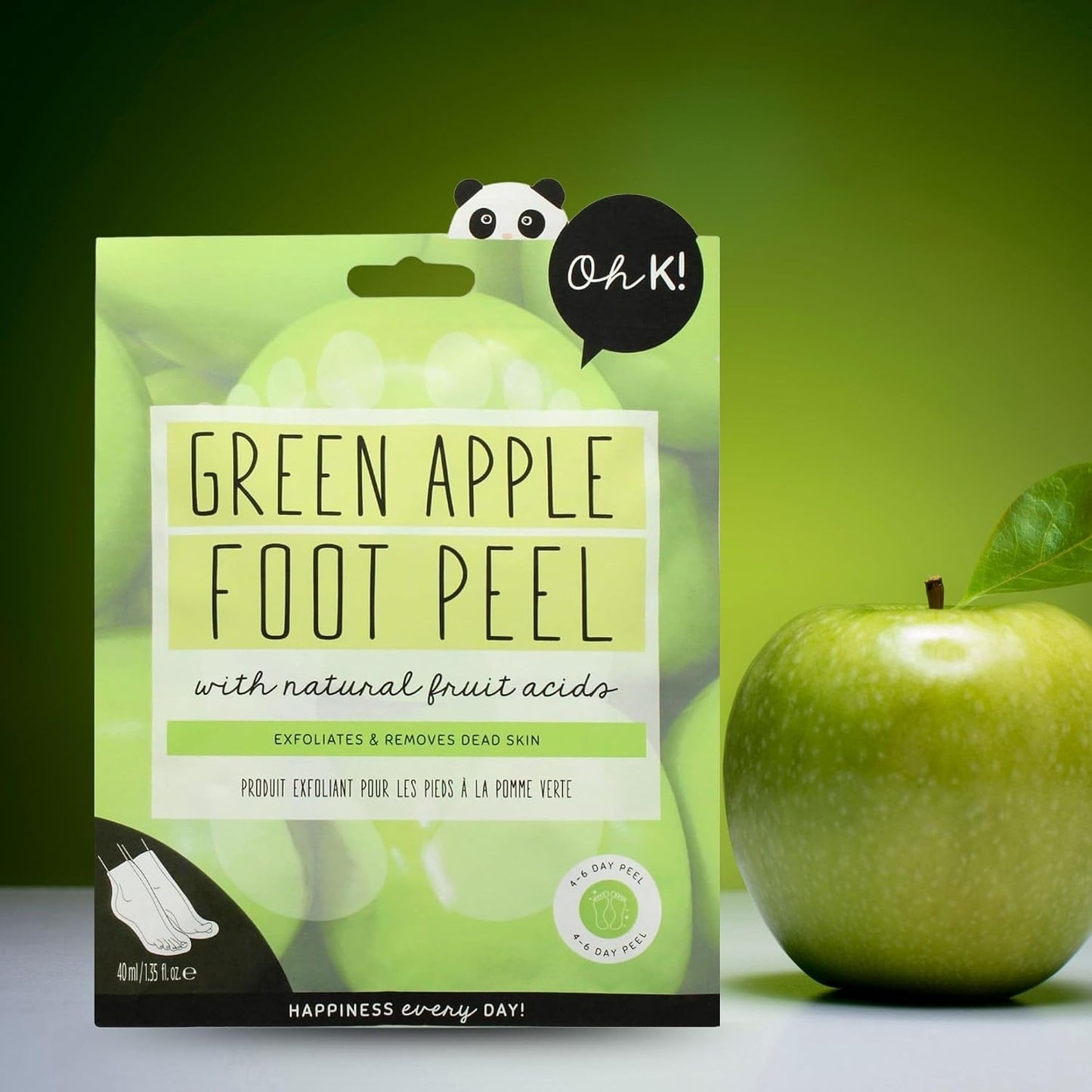 Oh K! Foot Peel Mask - Pomegranate - Foot Peeling Mask for Dry Feet and Cracked Heels - Feet Exfoliant with Pomegranate and Coconut Oil - 1 Pair