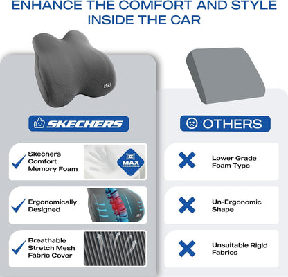 Skechers Memory Foam Lumbar Pillow,Lumbar Support Pillow for Office, Chair Lower Back Pain Relief Lumbar Pillow, Ergonomic Design Back Support Pillow for Office Chair, Car, Home, Travel,Black