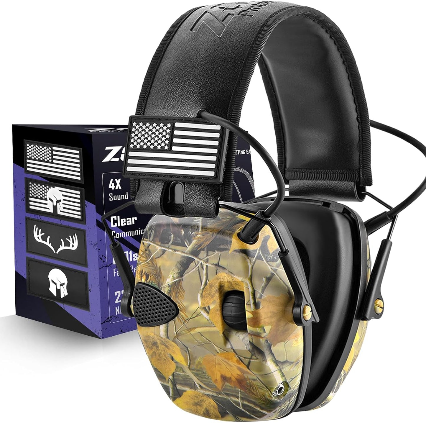 ZOHAN Electronic Shooting Earmuffs Built in Ambient Sound Amplifier, Hearing Protection for Shooters, NRR 23dB Noise Reduction, Ideal Gun Range Ear Protection Headphones for Hunting-Black&Purple