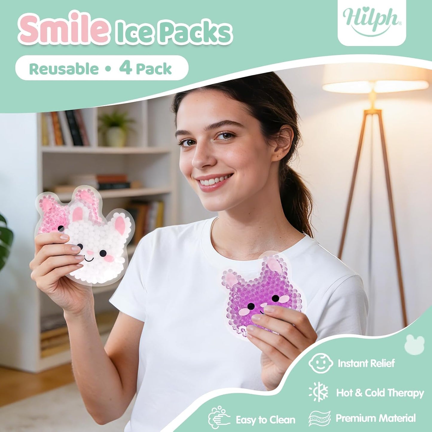 Hilph Kids Ice Packs for Boo Boos - FSA Eligible HSA, 3 Pack Gel Ice Packs for Toddlers & Children Injuries Reusable, Soft Small Hot & Cold Pack for Bumps, Bruises, Fever, Get Well Gifts