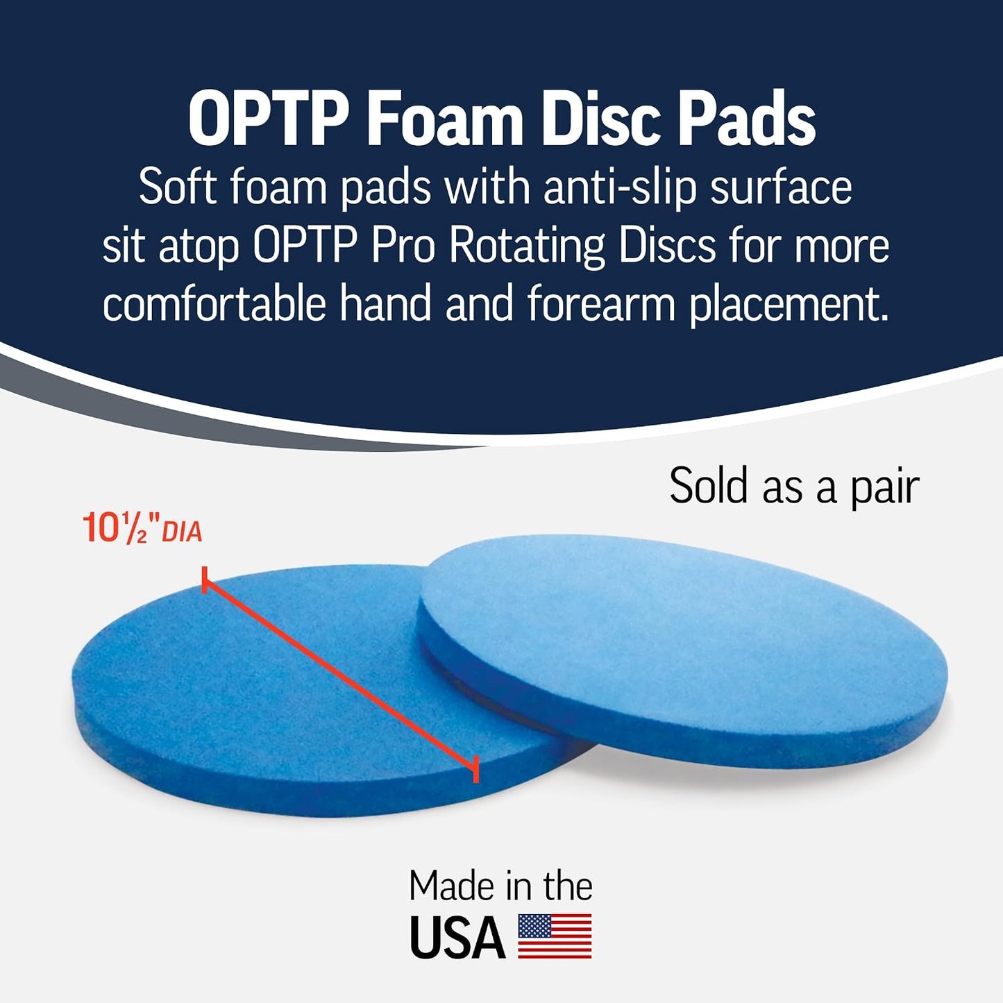 OPTP Foam Disc Pads - 10 1/2" Soft Foam Pads - Foam Balance Pad Set Pairs with the OPTP Pro Rotating Discs for Comfortable Hand and Forearm Placement. Made in the USA